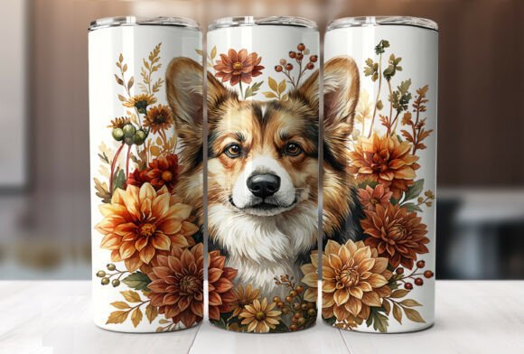 Autumn Floral Corgi Tumbler Wrap Design Review