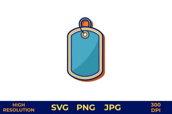 Blue Dog Tag Vector with Golden Outline Review
