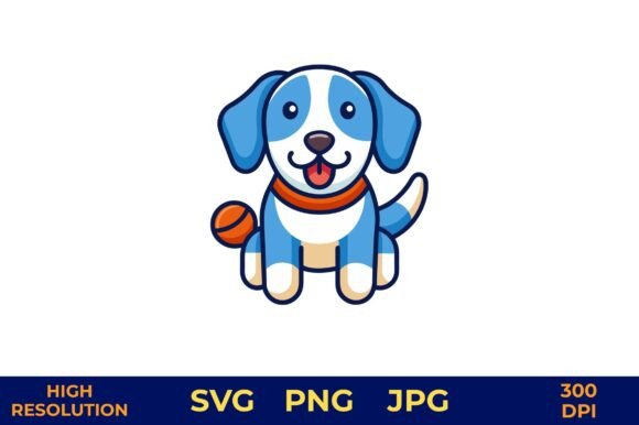Cartoon Dog with Basketball Vector Review