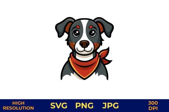 Cartoon Dog with Red Bandana Vector Art Review
