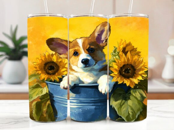 Corgi Sketch Dog Tumbler Wrap Seamless