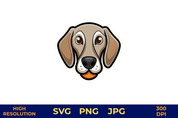 Cute Cartoon Dog Head Vector in Warm