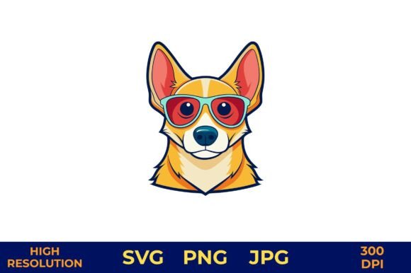 Cute Cartoon Dog with Cool Sunglasses
