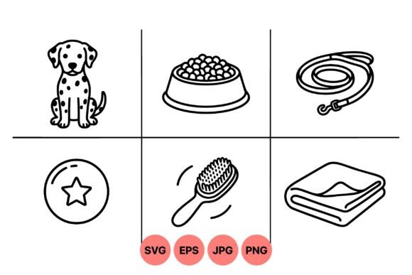 Cute Dog Care Icon Set
