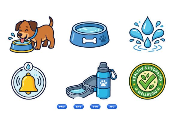 Cute Dog Hydration Clipart Set Review