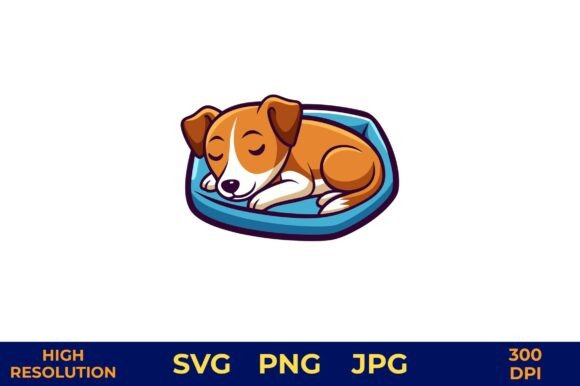 Cute Dog Resting in Cozy Pet Bed Vector