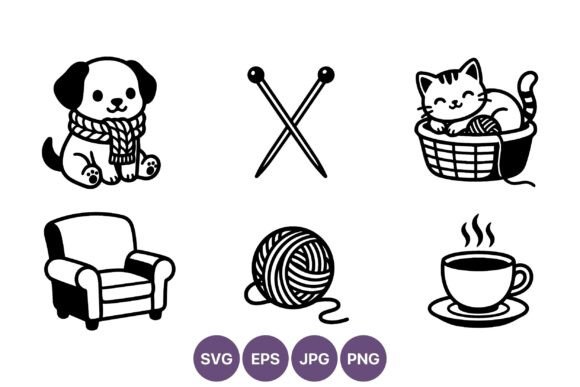 Cute Dog Scarf Cat Basket Yarn Coffee