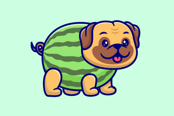 Cute Pug Dog in Watermelon Costume Embroidery Design Review
