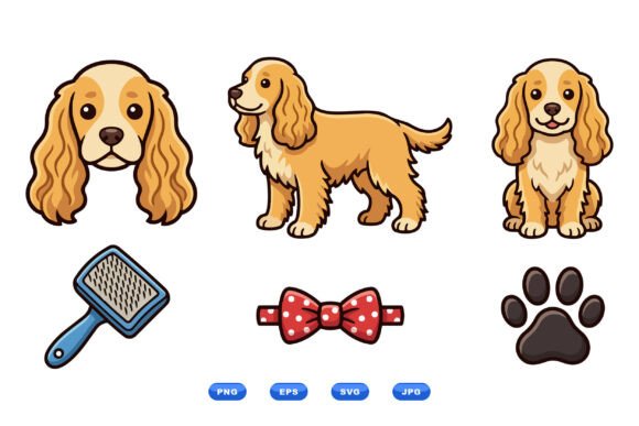 Cute Spaniel Dog Clipart Set Review