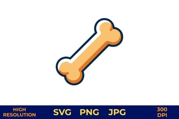 Dog Bone Vector Clipart in Tan with Blue Review