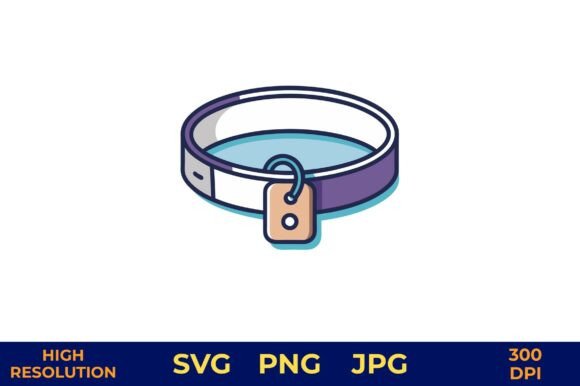 Dog Collar and Tag Vector in Bright Review
