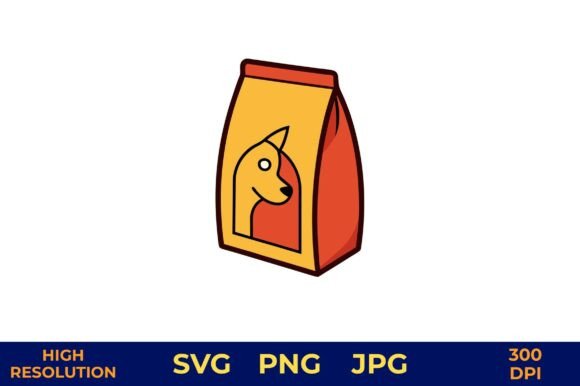 Dog Face in Bright Pet Food Bag Vector