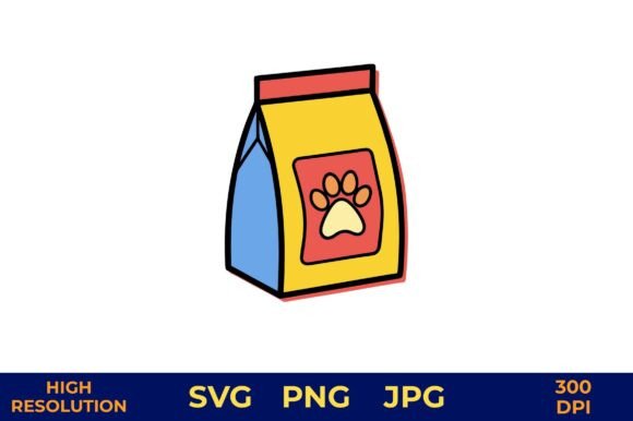 Dog Food Bag Vector with Paw Print