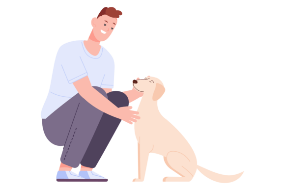 Dog Friendship. Loving Pet Character