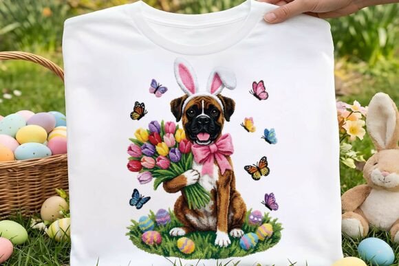 Faux Yarn Cute Easter Boxer Dog Png Review