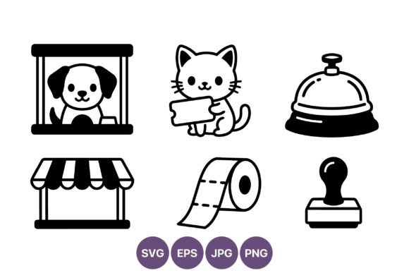 Pet Dog Cat Shop Bell Toilet Paper Stamp