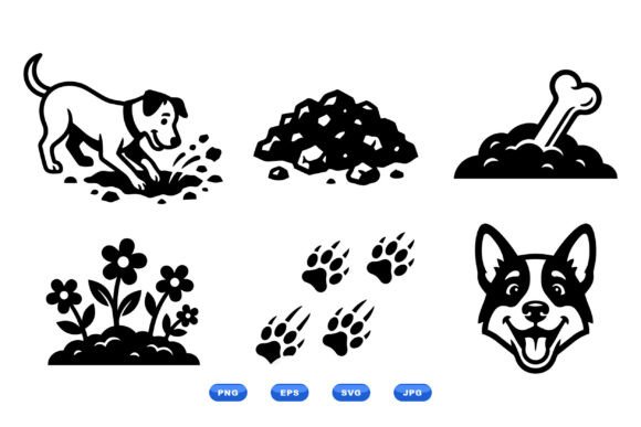 Playful Dog Garden Clipart Review for Embroidery
