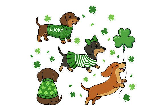St Patrick's Day Dachshund Lucky Dog PNG Review