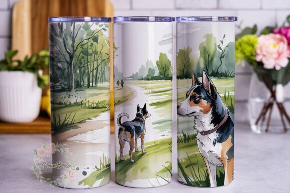 Watercolor Beagle Dog Scene Tumbler Wrap Design Review